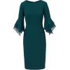 Adrianna Papell Knit Crepe Tiered Sleeve Dress(Hunter)