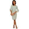 Adrianna Papell Knit Crepe Tiered Sleeve Dress(Icy Sage)