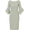 Adrianna Papell Knit Crepe Tiered Sleeve Dress(Icy Sage)