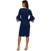 Adrianna Papell Knit Crepe Tiered Sleeve Dress(Navy Sateen)