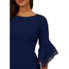 Adrianna Papell Knit Crepe Tiered Sleeve Dress(Navy Sateen)
