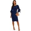 Adrianna Papell Knit Crepe Tiered Sleeve Dress(Navy Sateen)