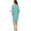 Adrianna Papell Knit Crepe Tiered Sleeve Dress(Smoky Jade)
