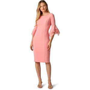 Adrianna Papell Knit Crepe Tiered Sleeve Dress(Soft Coral)