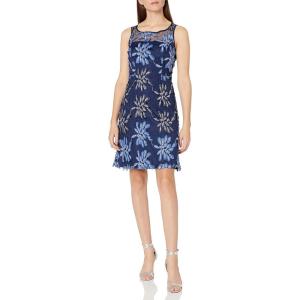 Adrianna Papell Womens Issn Tp Sleevless Fit N Flare(Blue/Multi)