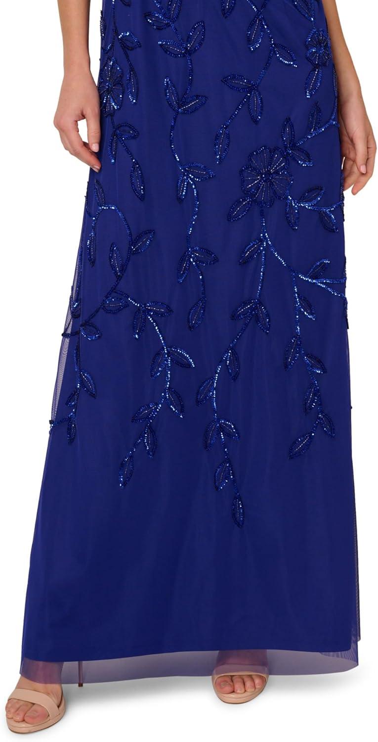 image:imageAdrianna Papell Embellished Mikado GownDark Blue Violet
