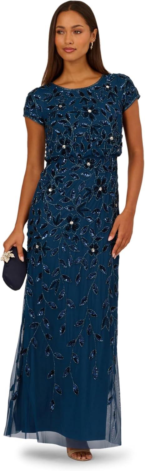 image:imageAdrianna Papell Embellished Mikado GownDeep Blue
