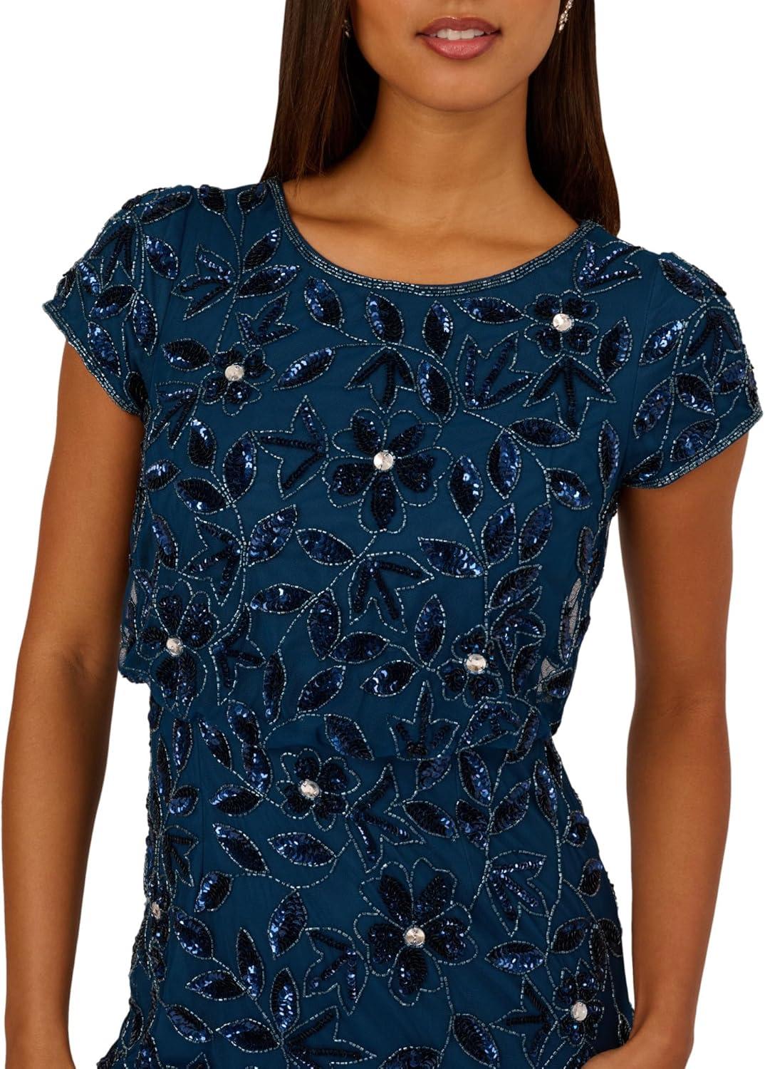 image:imageAdrianna Papell Embellished Mikado GownDeep Blue