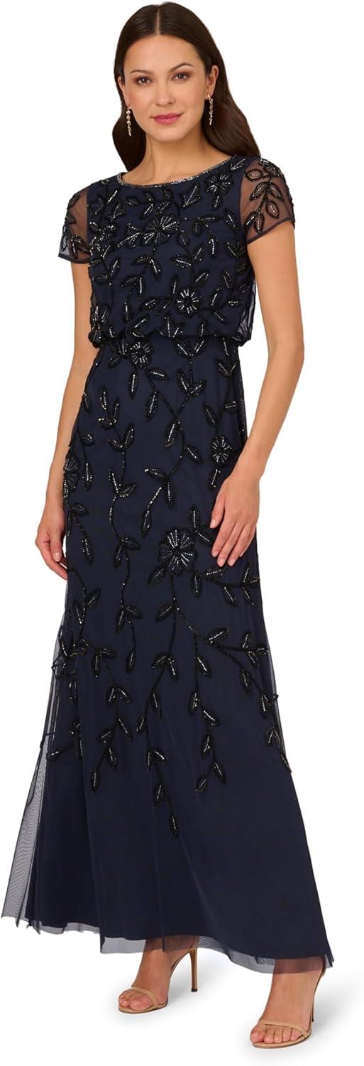 image:imageAdrianna Papell Embellished Mikado GownNavy Black
