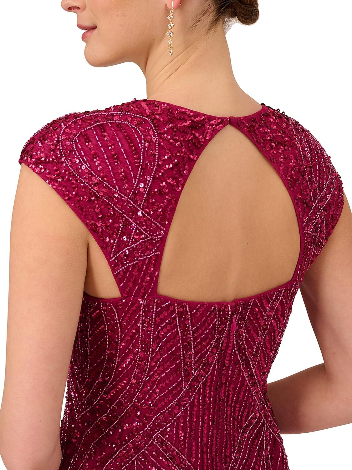image:imageAdrianna Papell Womens Beaded Column GownMagenta