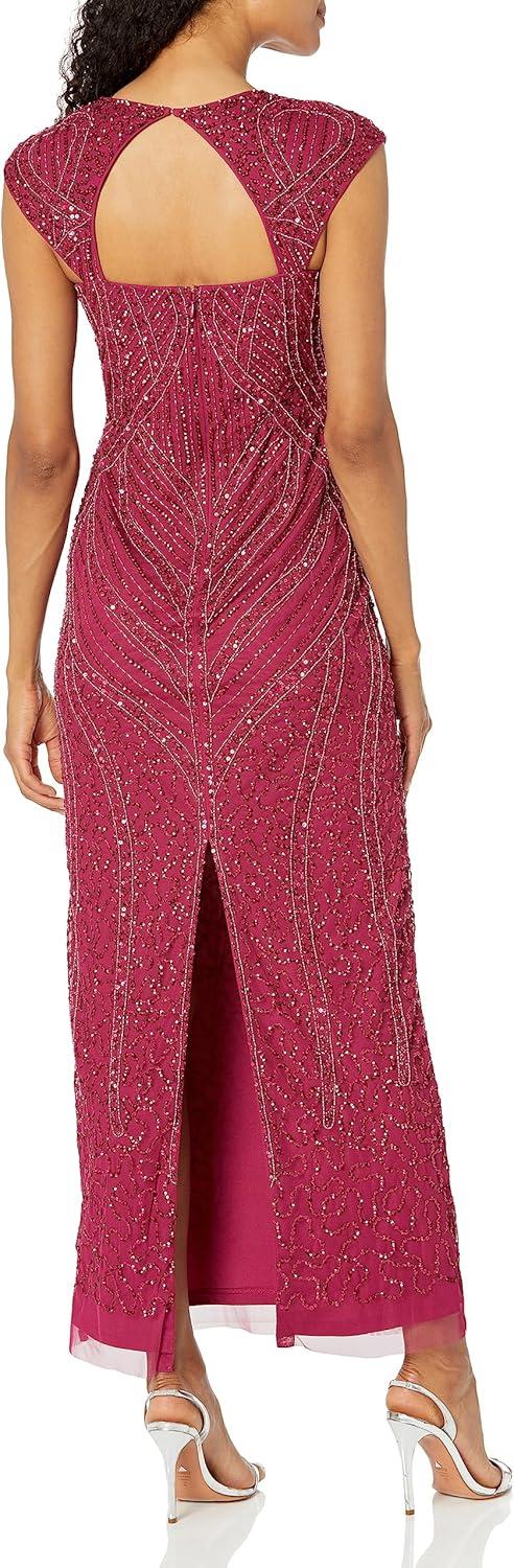 image:imageAdrianna Papell Womens Beaded Column GownMagenta