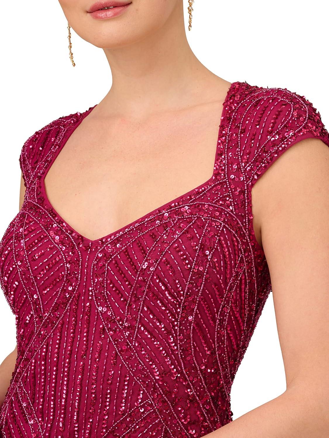image:imageAdrianna Papell Womens Beaded Column GownMagenta