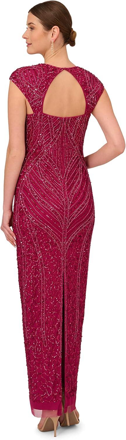 image:imageAdrianna Papell Womens Beaded Column GownMagenta