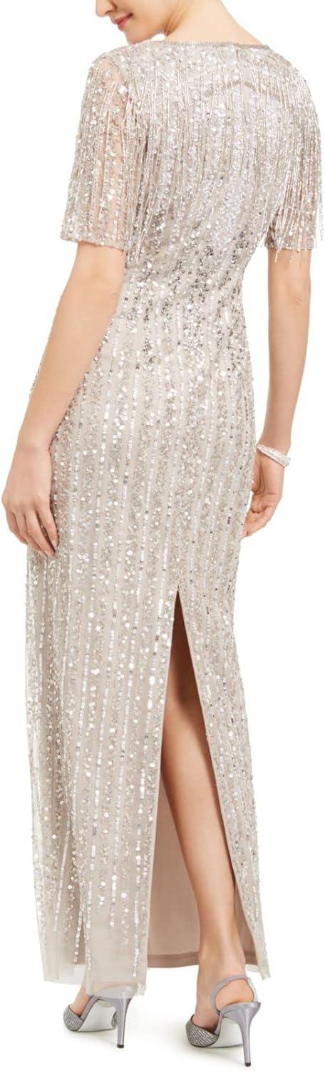 image:imageAdrianna Papell Womens Beaded Column GownMarble