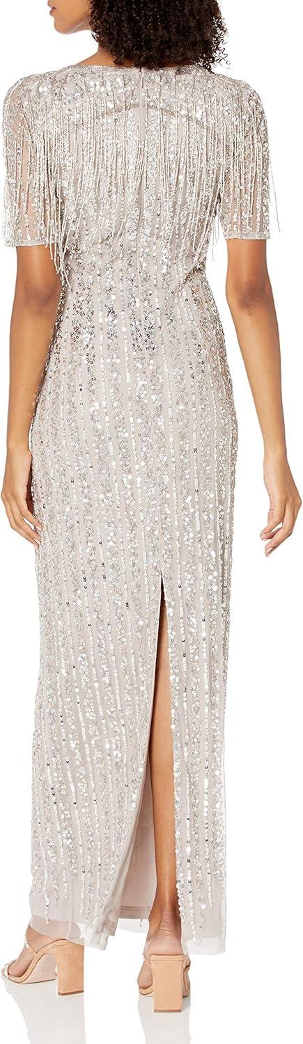 image:imageAdrianna Papell Womens Beaded Column GownMarble