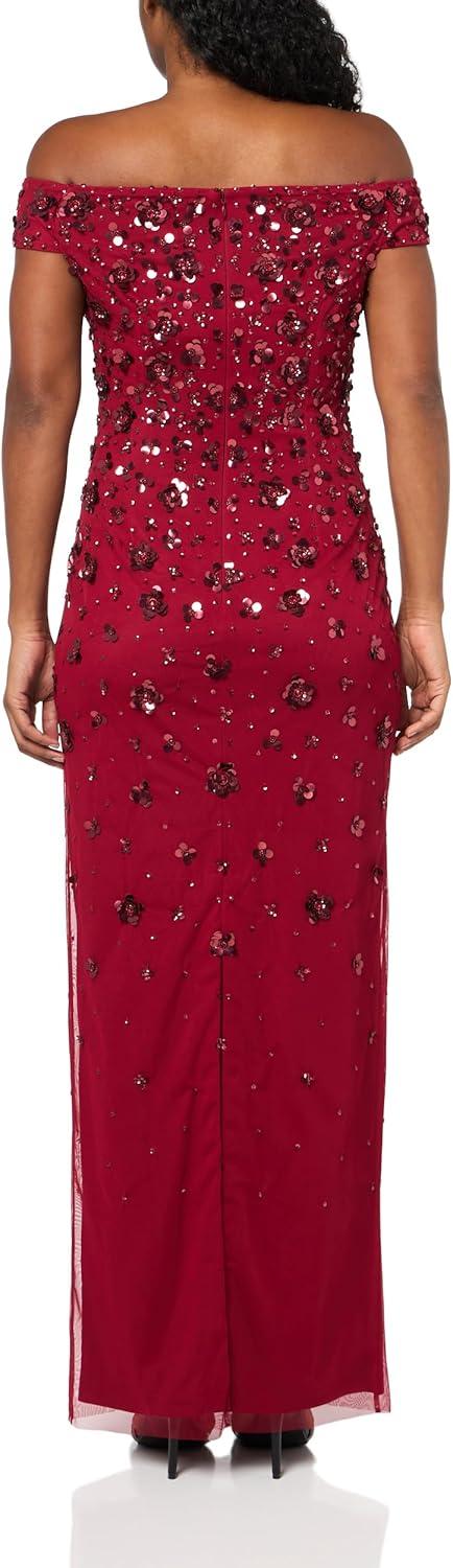 image:imageAdrianna Papell Womens Off Shoulder Beaded DressCranberry