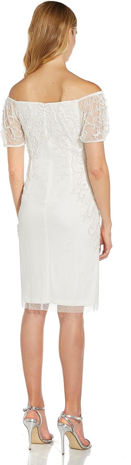 image:imageAdrianna Papell Womens Off Shoulder Beaded DressIvory