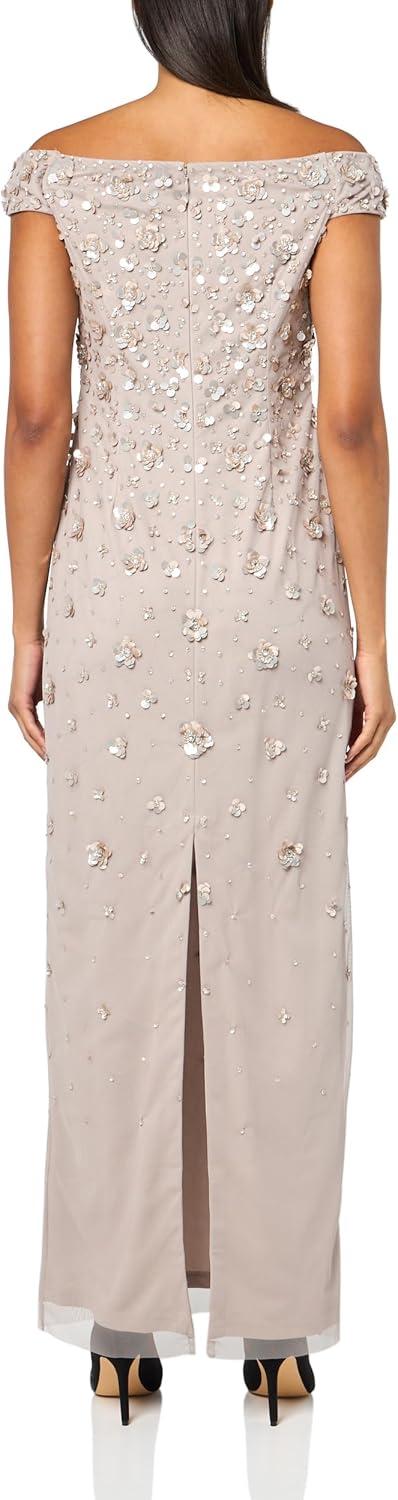 image:imageAdrianna Papell Womens Off Shoulder Beaded DressMarble