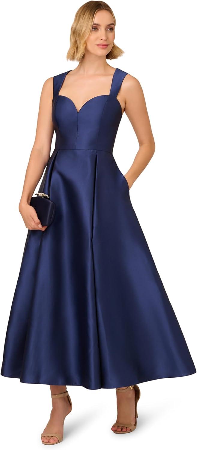 image:imageAdrianna Papell Womens Sweetheart Mikado Ankle DressLight Navy