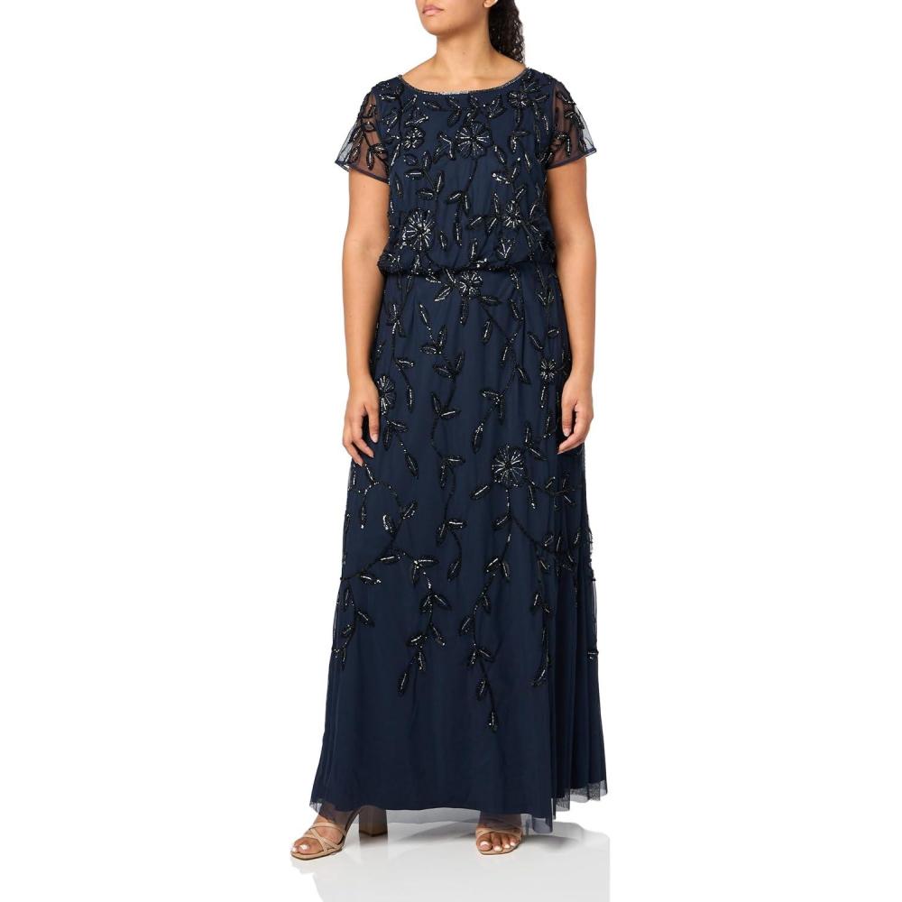 image:imageAdrianna Papell Embellished Mikado GownNavy Black