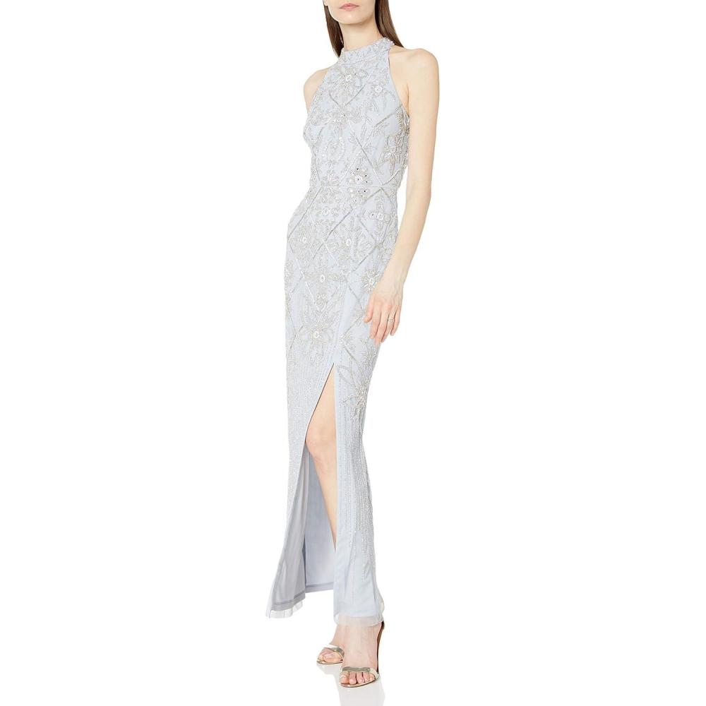 image:imageAdrianna Papell Womens Beaded Column GownGlacier