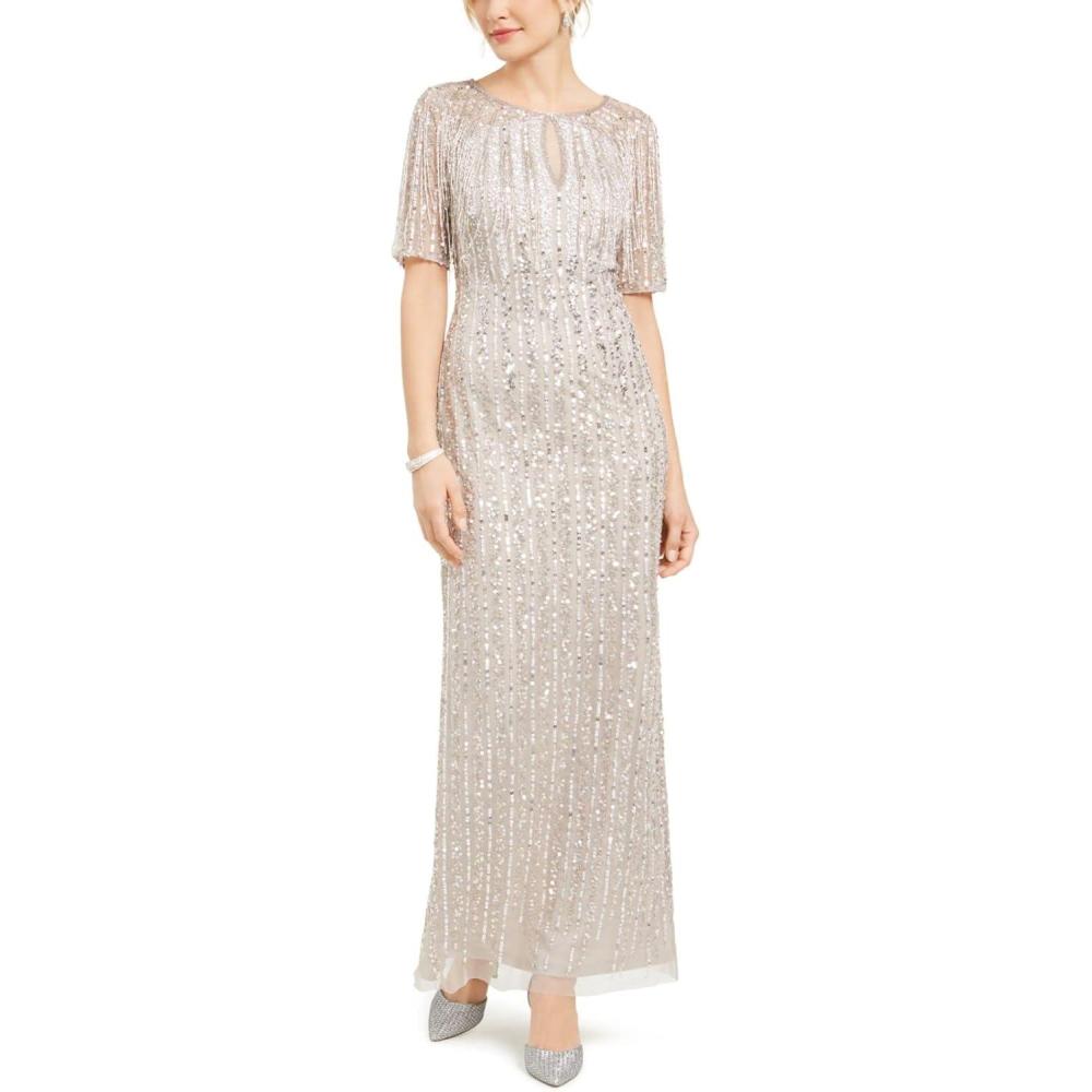 image:imageAdrianna Papell Womens Beaded Column GownMarble