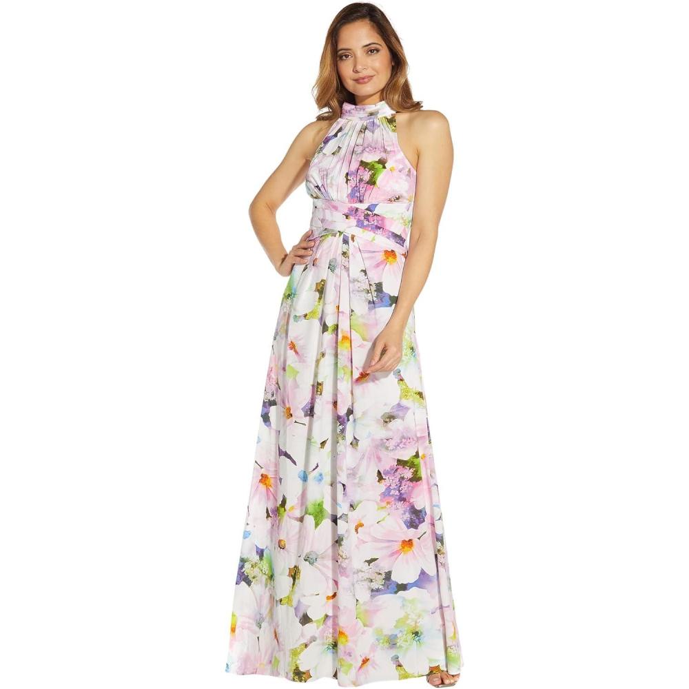 image:imageAdrianna Papell Womens Floral Halter GownIvory Multi