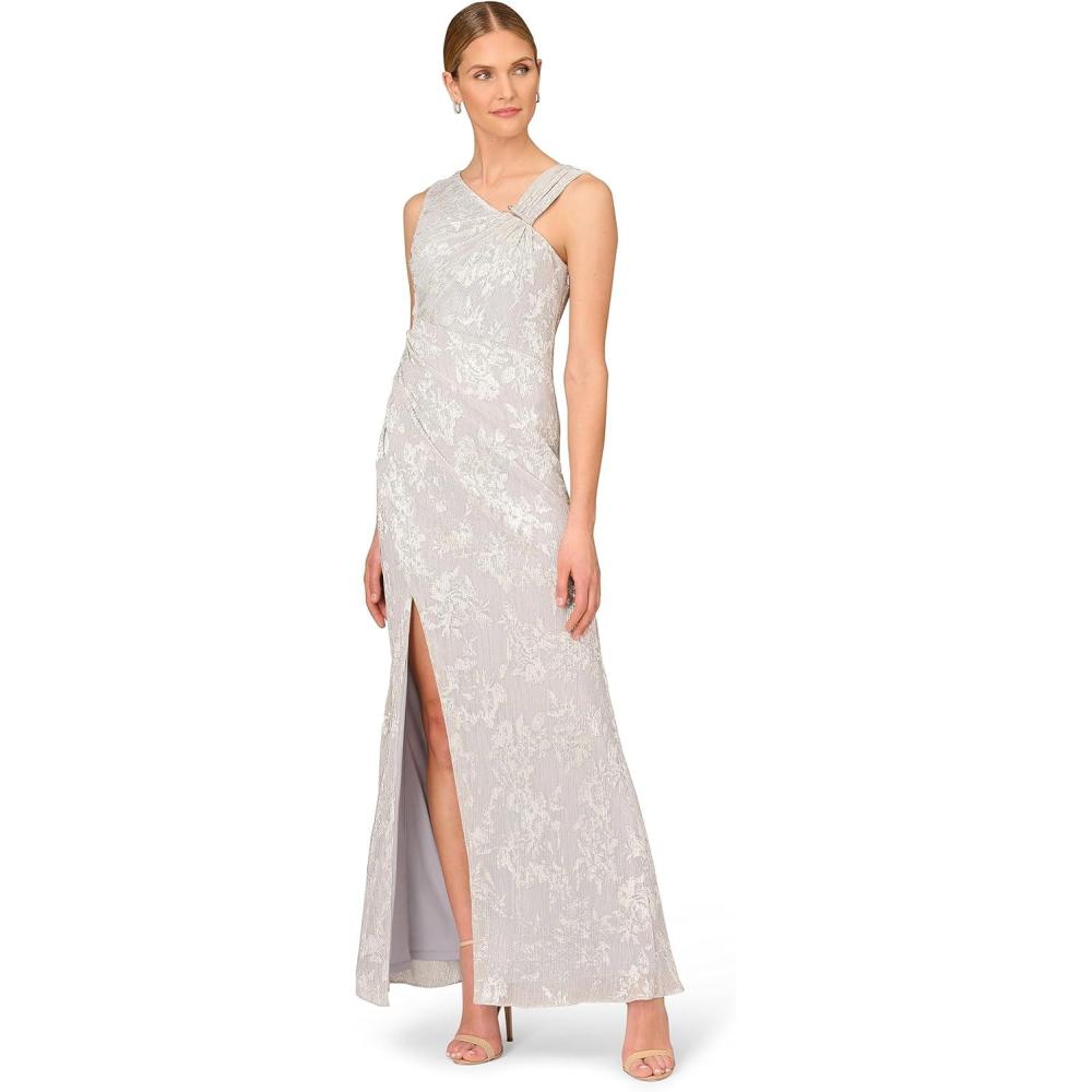 image:imageWomens Pleated Foil Mermaid GownSilver