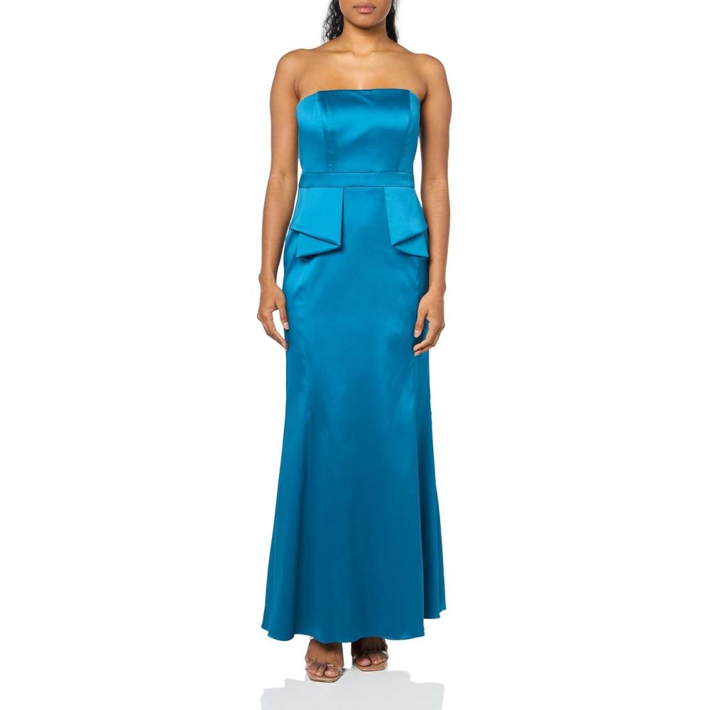 image:imageWomens Stretch Mikado Strapless GownDark Teal