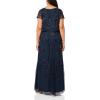 Adrianna Papell Embellished Mikado Gown(Navy Black)