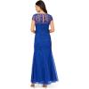 Adrianna Papell Womens Bead Mesh Godet Long Dress(Brilliant Sapphire)