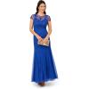 Adrianna Papell Womens Bead Mesh Godet Long Dress(Brilliant Sapphire)