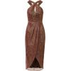 Adrianna Papell Women’s Halter Crinkle Metallic Dress(Copper)