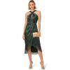 Adrianna Papell Women’s Halter Crinkle Metallic Dress(Green Pine)