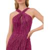 Adrianna Papell Women’s Halter Crinkle Metallic Dress(Magenta)