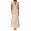 Aidan Mattox Women’s Cap Sleeve Beaded Gown(Light Gold)