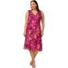 Adrianna Papell Women’s Plus Size Ruffle Neckline BIAS Dress, Raspberry Multi
