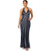 Aidan Mattox Womens V-Neck Halter Beaded Gown