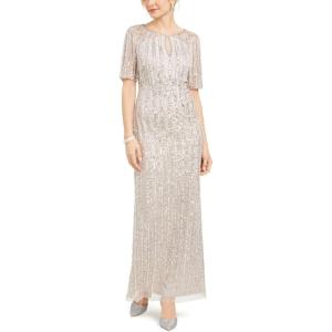 Adrianna Papell Women’s Beaded Column Gown(Marble)