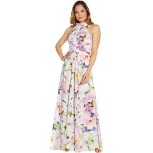 Adrianna Papell Women’s Floral Halter Gown(Ivory Multi)