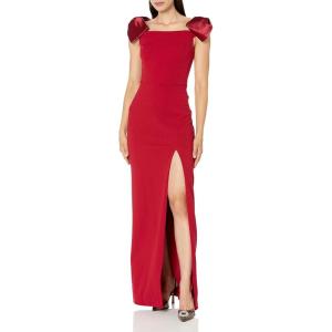 Aidan Mattox Women’s Stretch Crepe Column Gown(Matador Red)