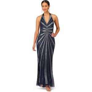 Aidan Mattox Womens V-Neck Halter Beaded Gown
