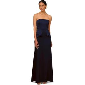 Women’s Stretch Mikado Strapless Gown(Navy)