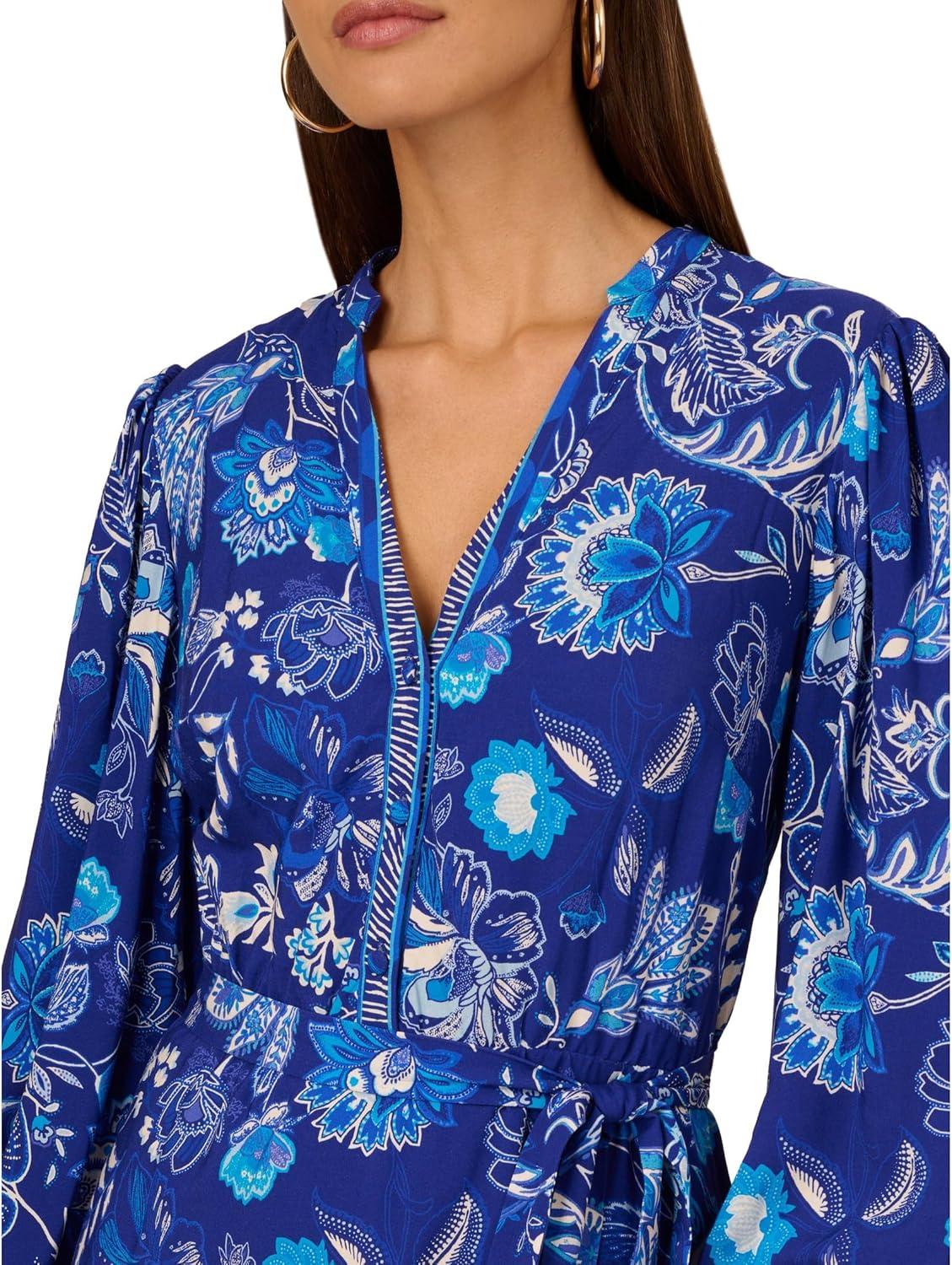 image:imageAdrianna Papell Seersucker Midi DressBlue Multi 1