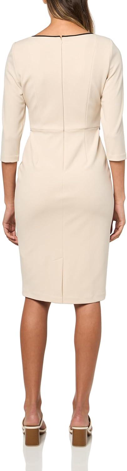 image:imageAdrianna Papell Tipped Crepe Tie DressAlabasterBlack
