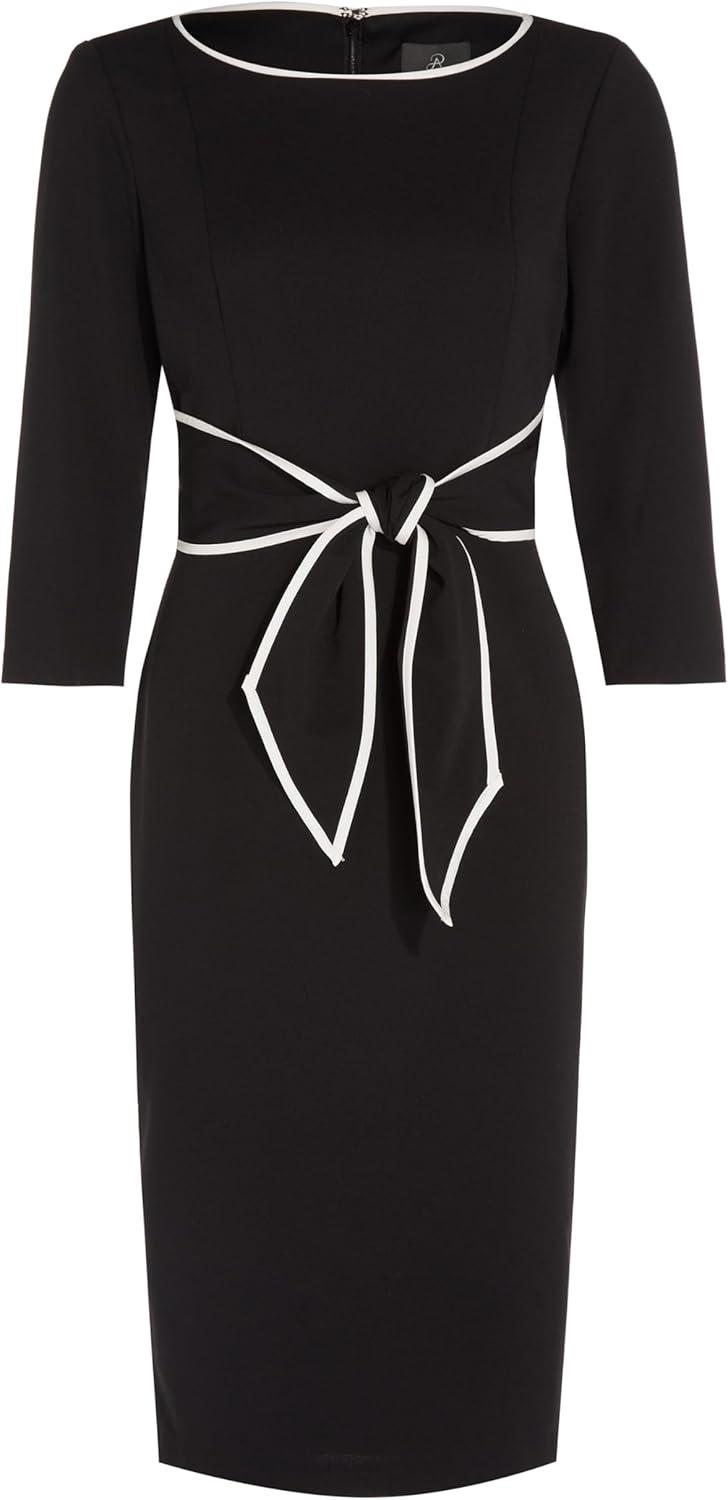image:imageAdrianna Papell Tipped Crepe Tie DressBlack Ivory