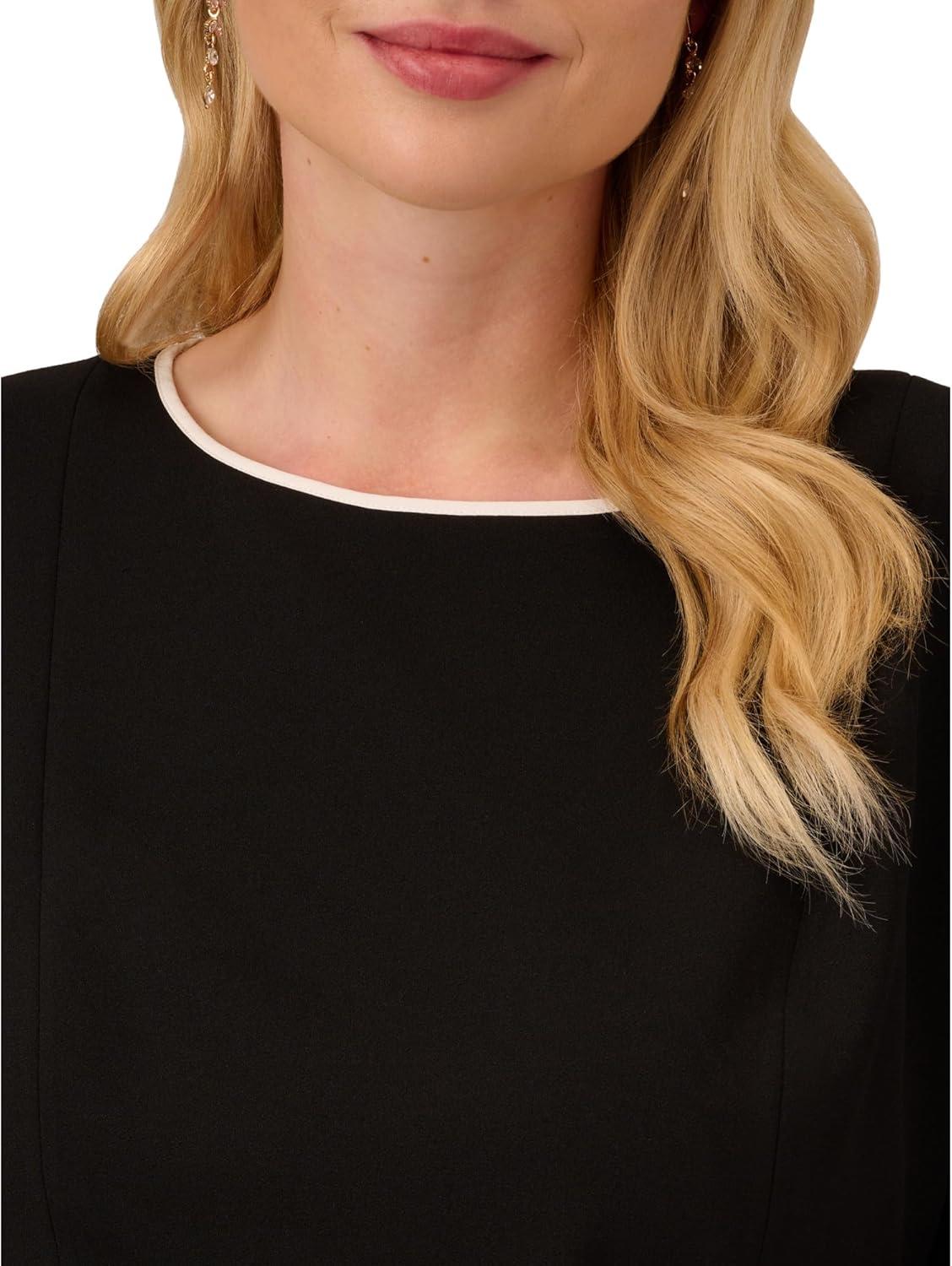 image:imageAdrianna Papell Tipped Crepe Tie DressBlack Ivory