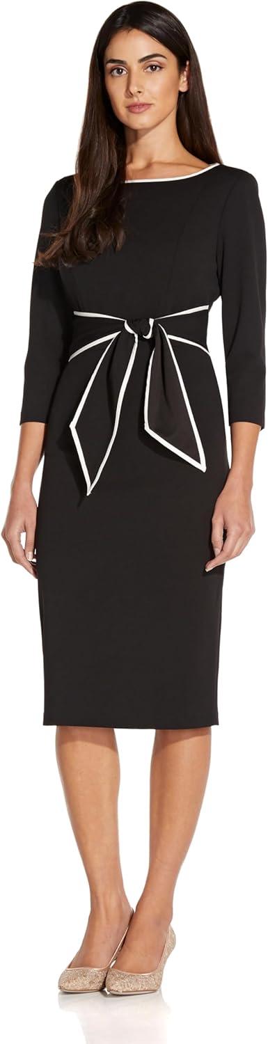 image:imageAdrianna Papell Tipped Crepe Tie DressBlack Ivory