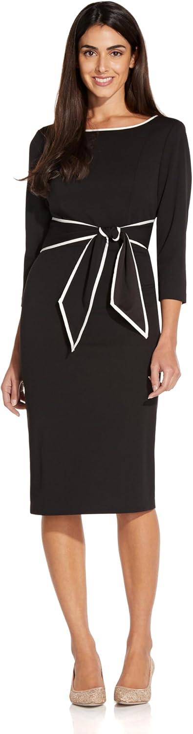 image:imageAdrianna Papell Tipped Crepe Tie DressBlack Ivory