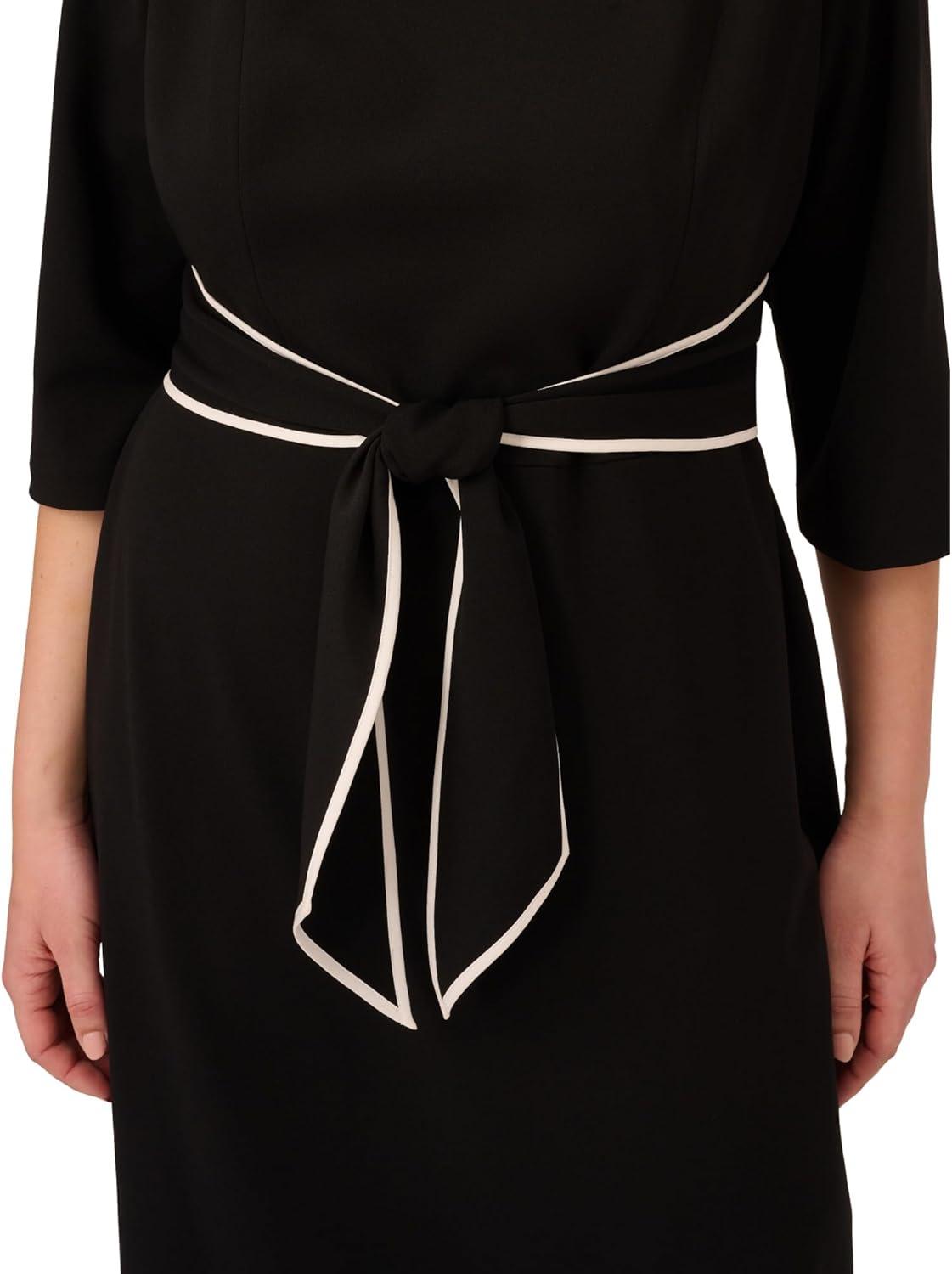 image:imageAdrianna Papell Tipped Crepe Tie DressBlack Ivory